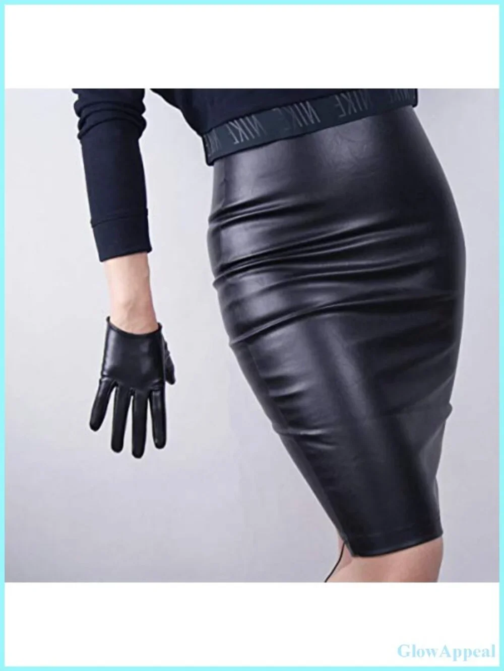 Women's Faux Leather Half Gloves 16cm/6